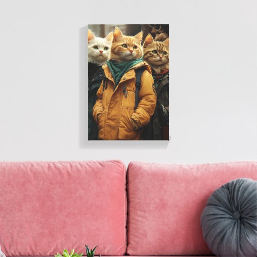 Toile Trois chats détectives sur le Coque (Insitu(Salon))