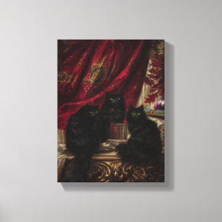 Toile Trois chats noirs