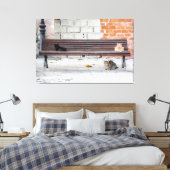 Toile Trois chats sur un banc (Insitu(Chambre))