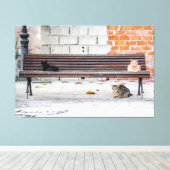 Toile Trois chats sur un banc (Insitu (Plancher de Bois))