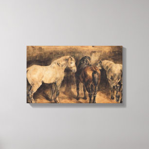 Toile Trois Chevaux dans leur Écurie (Théodore Géricault