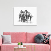 Toile Trois chevaux en crayon, équine (Insitu(Salon))