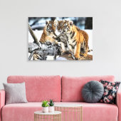 Toile Trois Cubes De Tigre En Jeu (Insitu(Salon))
