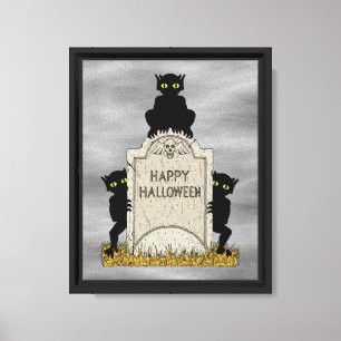 Toile Trois diablotins Joyeux Halloween