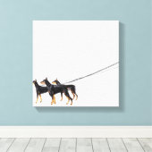 Toile Trois Dobermans en laisse (Insitu (Plancher de Bois))