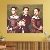 Toile Trois enfants avec chien, peinture d'art (Insitu(Salon))
