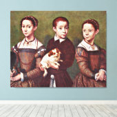 Toile Trois enfants avec chien, peinture d'art (Insitu (Plancher de Bois))