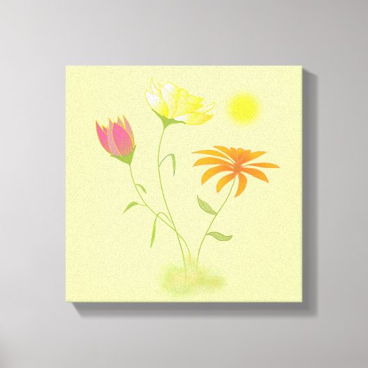 Toile Trois fleurs au soleil - transparentes. (Recto)