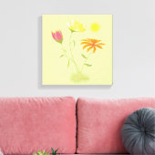 Toile Trois fleurs au soleil - transparentes. (Insitu(Salon))