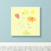 Toile Trois fleurs au soleil - transparentes. (Insitu (Plancher de Bois))