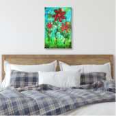 Toile Trois fleurs par Heather Saulsbury Mixed Media Art (Insitu(Chambre))