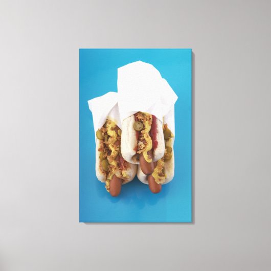 Toile Trois hot dogs en petits pains (Recto)