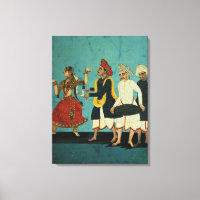 Trois musiciens et une fille dansante, Tanjore, Ta