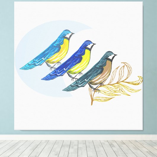 Toile Trois oiseaux (Insitu (Plancher de Bois))