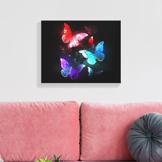 Toile Trois papillons brillants sur l'arrière - plan de (Insitu(Salon))