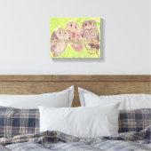 Toile Trois Petites Chouettes - peinture acrylique. (Insitu(Chambre))