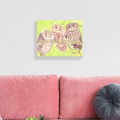 Toile Trois Petites Chouettes - peinture acrylique. (Insitu(Salon))
