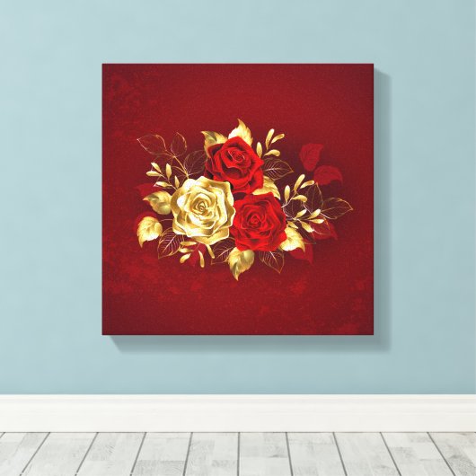 Toile Trois Roses de bijoux (Insitu (Plancher de Bois))