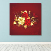 Toile Trois Roses de bijoux (Insitu (Plancher de Bois))