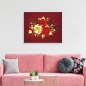 Toile Trois Roses de bijoux (Insitu(Salon))