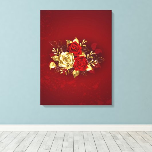Toile Trois Roses de bijoux (Insitu (Plancher de Bois))
