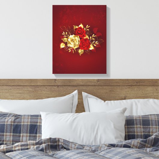Toile Trois Roses de bijoux (Insitu(Chambre))
