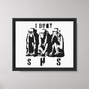 Toile Trois Singes Sages avec Graffiti Sarcastique Twist