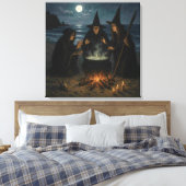 Toile Trois Sorcières Brew Cauldron Pleine lune Beach (Insitu(Chambre))