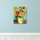 Toile Trois tournesols dans un vase par Vincent van Gogh (Insitu (Plancher de Bois))