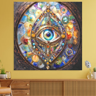 Toile Troisième œil sur verre et bronze
