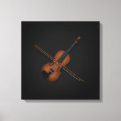 Toile Trompe L'oeil Violon avec Bow en haut 16x16 Noir (Recto)