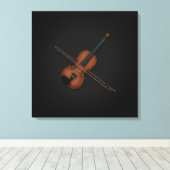 Toile Trompe L'oeil Violon avec Bow en haut 24x24 Noir (Insitu (Plancher de Bois))