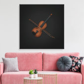 Toile Trompe L'oeil Violon avec Bow en haut 24x24 Noir (Insitu(Salon))