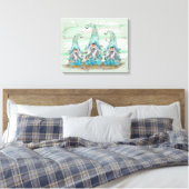 Toile Tropcal Blue Watercolor Beach Gnomes (Insitu(Chambre))