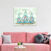 Toile Tropcal Blue Watercolor Beach Gnomes (Insitu(Salon))