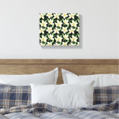 Toile Tropical continu motif fleurs blanches feuille ver (Insitu(Chambre))