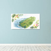 Toile Tropical Honeymoon Trail Map Art Print (Insitu (Plancher de Bois))