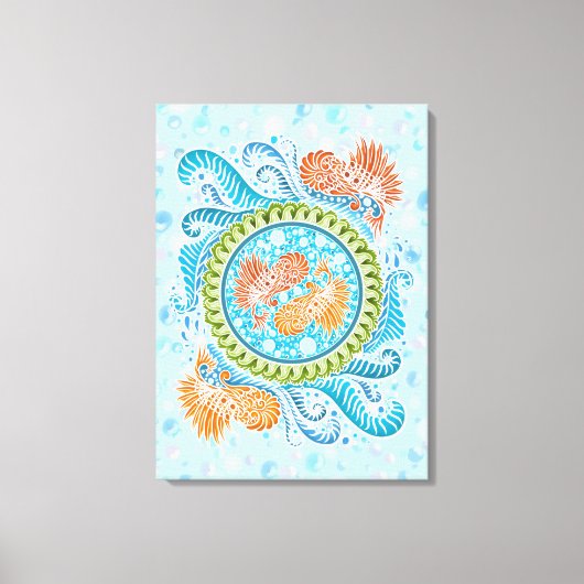 Toile Tropical Koi Mandala | Art Zen Océan Vibrant (Recto)