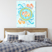 Toile Tropical Koi Mandala | Art Zen Océan Vibrant (Insitu(Chambre))