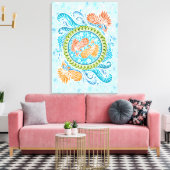 Toile Tropical Koi Mandala | Art Zen Océan Vibrant (Insitu(Salon))