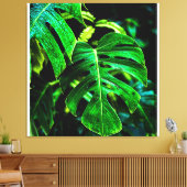 Toile Tropical Monstera Glow – Jungle Leaf Photography (Insitu(Salon))