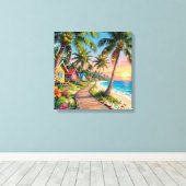 Toile Tropical Paradise Coastal Seaside Cottage Ocean  (Insitu (Plancher de Bois))