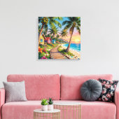 Toile Tropical Paradise Coastal Seaside Cottage Ocean  (Insitu(Salon))