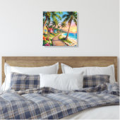 Toile Tropical Paradise Coastal Seaside Cottage Ocean  (Insitu(Chambre))