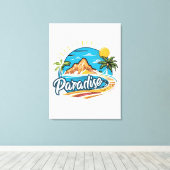 Toile Tropical Paradise Island Logo Art (Insitu (Plancher de Bois))