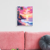Toile Tropical Pink Sunset Ocean Watercolor (Insitu(Salon))