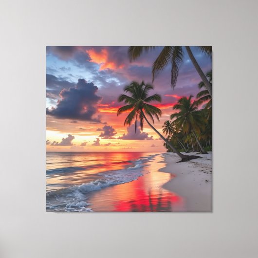 Toile tropical sunset beach (Recto)