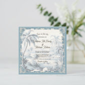 Toile Tropische Palm Trees Island bruiloft Kaart (Staand voorkant)