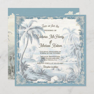Toile Tropische Palm Trees Island bruiloft Kaart