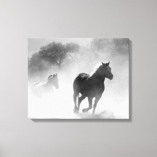 Toile Troupeau de chevaux | Noir et blanc (Recto)